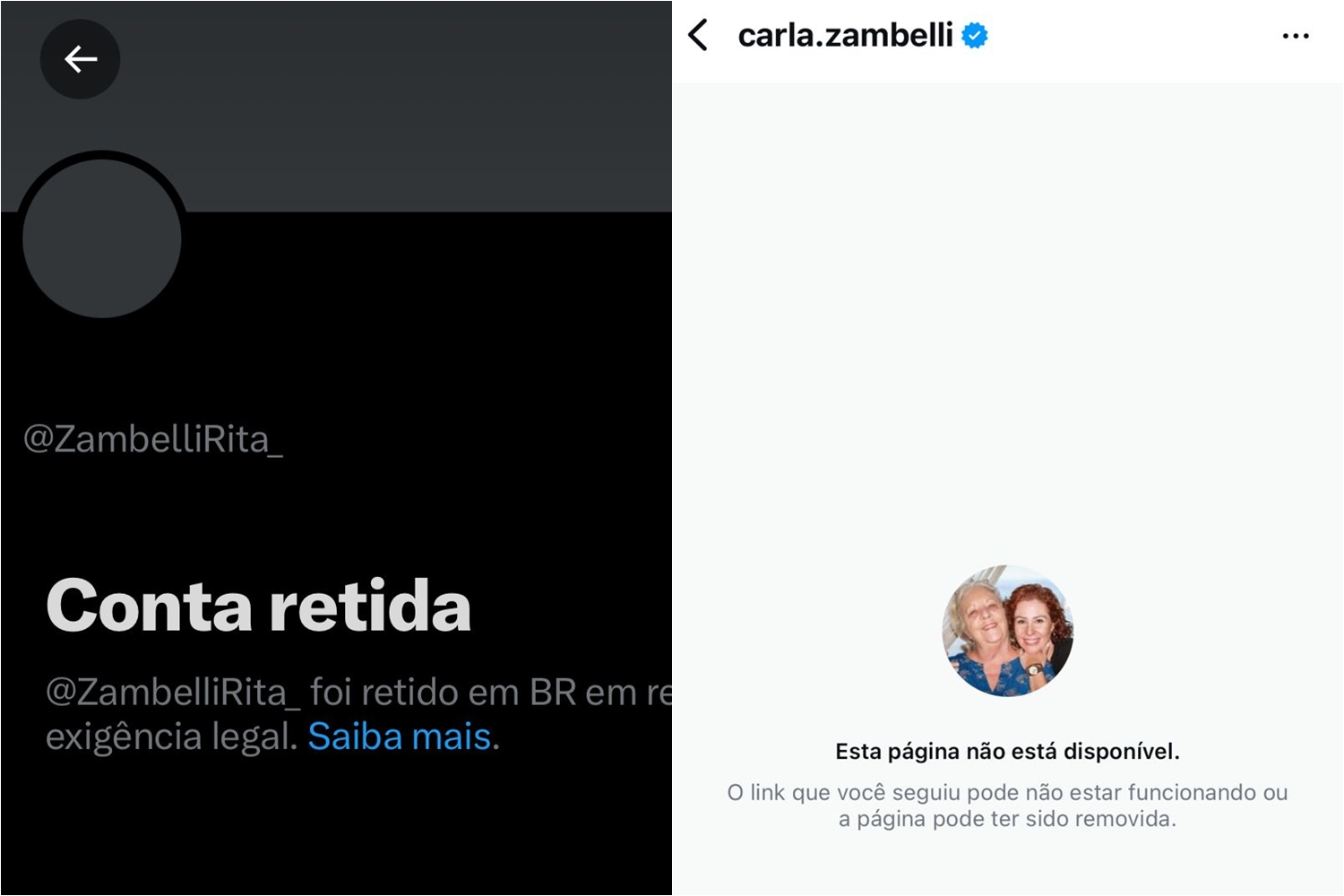Imagem colorida mostra perfis da deputada carla zambeli - Metrópoles