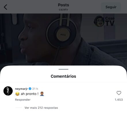 Imagem colorida de comentário de Neymar- Metrópoles