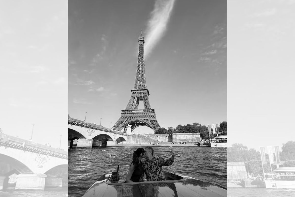foto preto e branco de Mion e esposa em Paris