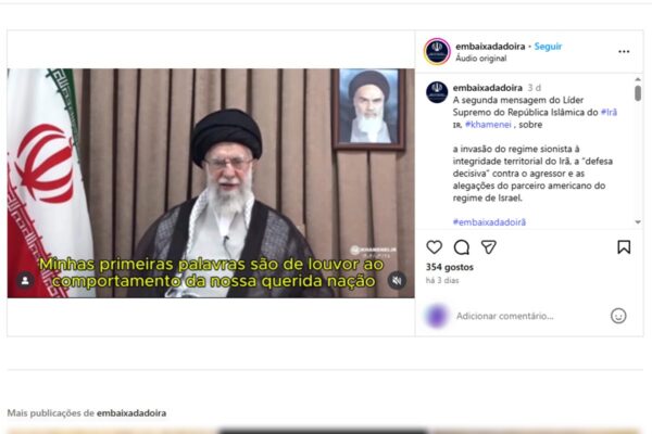imagem colorida de Instagram da Embaixada do Irã