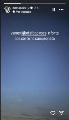 Foto colorida de postagem do técnico Roberto Mancini - Metrópoles