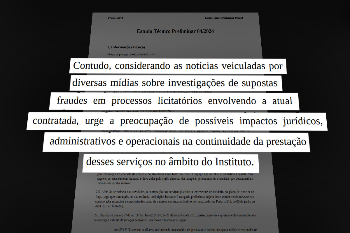 Trecho do estudo técnico preliminar feito pelo Inep para justificar abertura de nova licitação para substituir AC Segurança