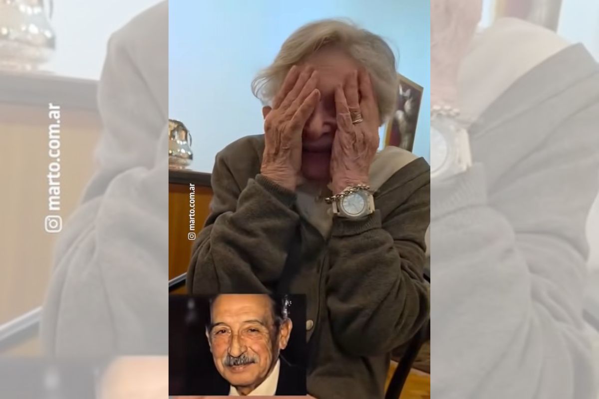 foto colorida com print de idosa argentina vendo seu marido gerado por IA
