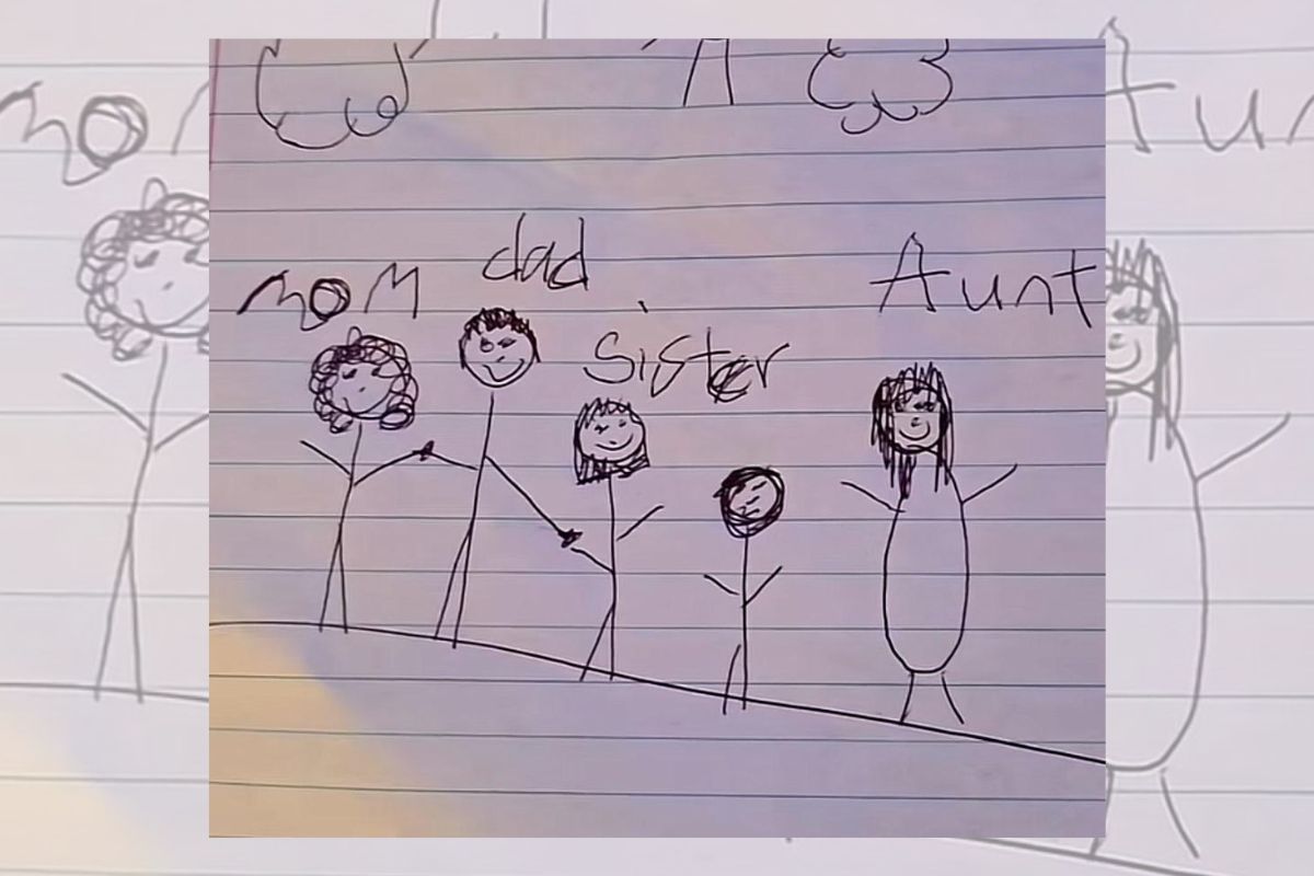 Dibujo de una familia realizado por un niño de seis años.