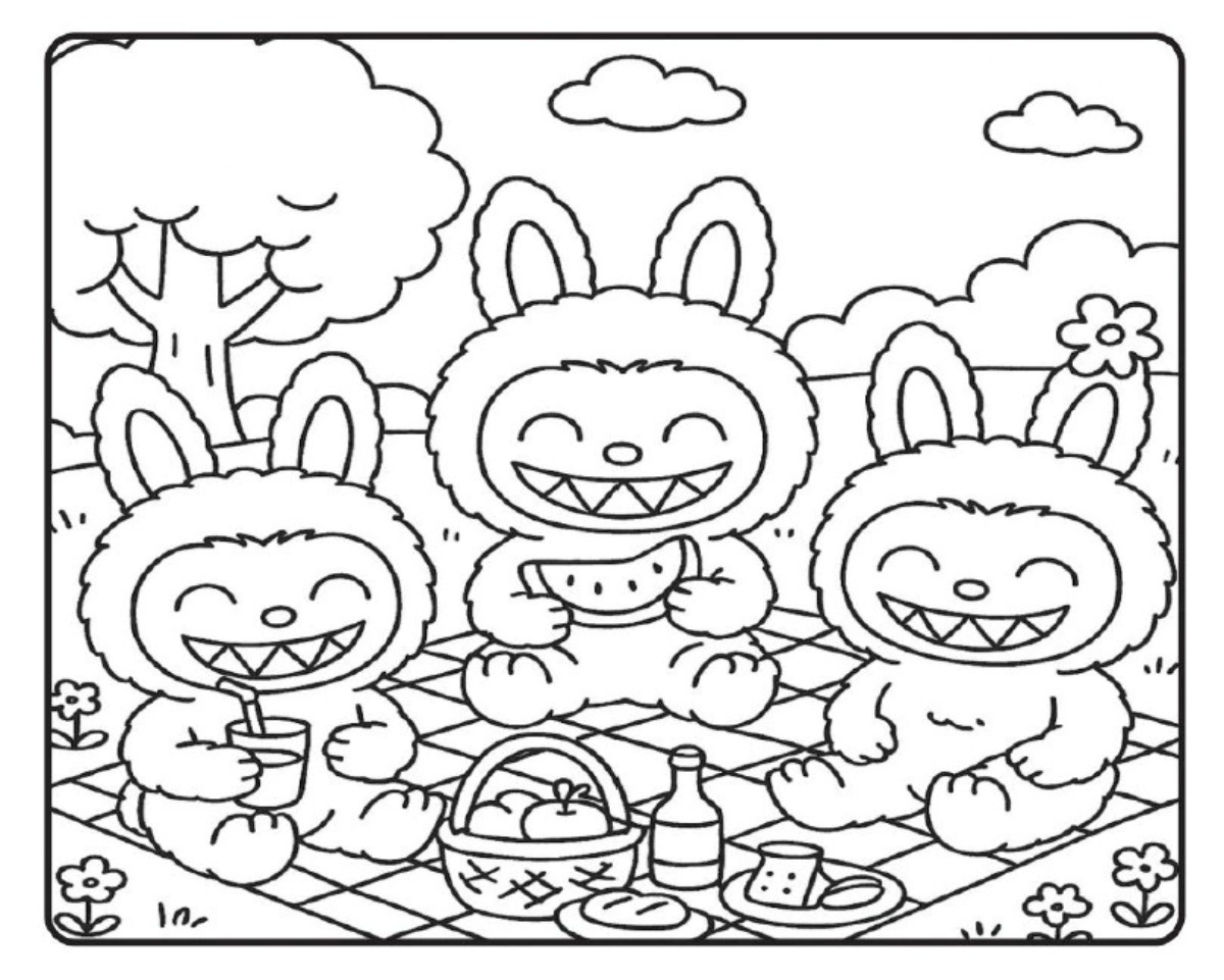 Página de livro de colorir do Labubu - Metrópoles