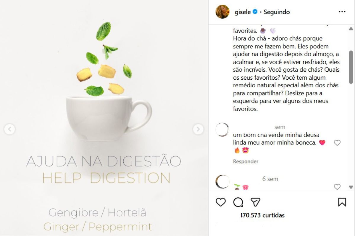 print publicação no instagram de Gisele Bündchen