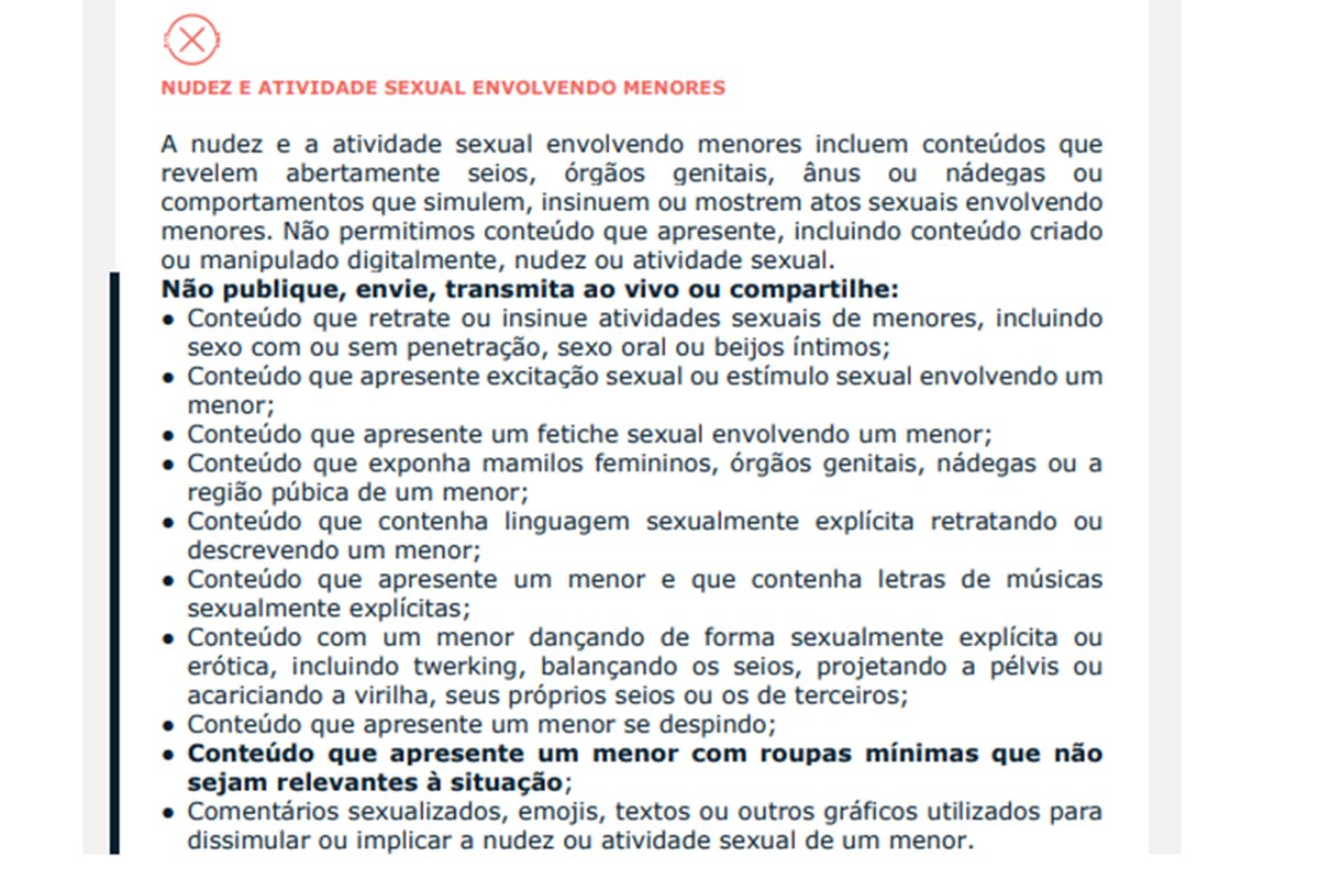 Tik Tok anexou ao processo os termos de uso da plataforma e apontou as infrações cometidas por Hytalo Santos