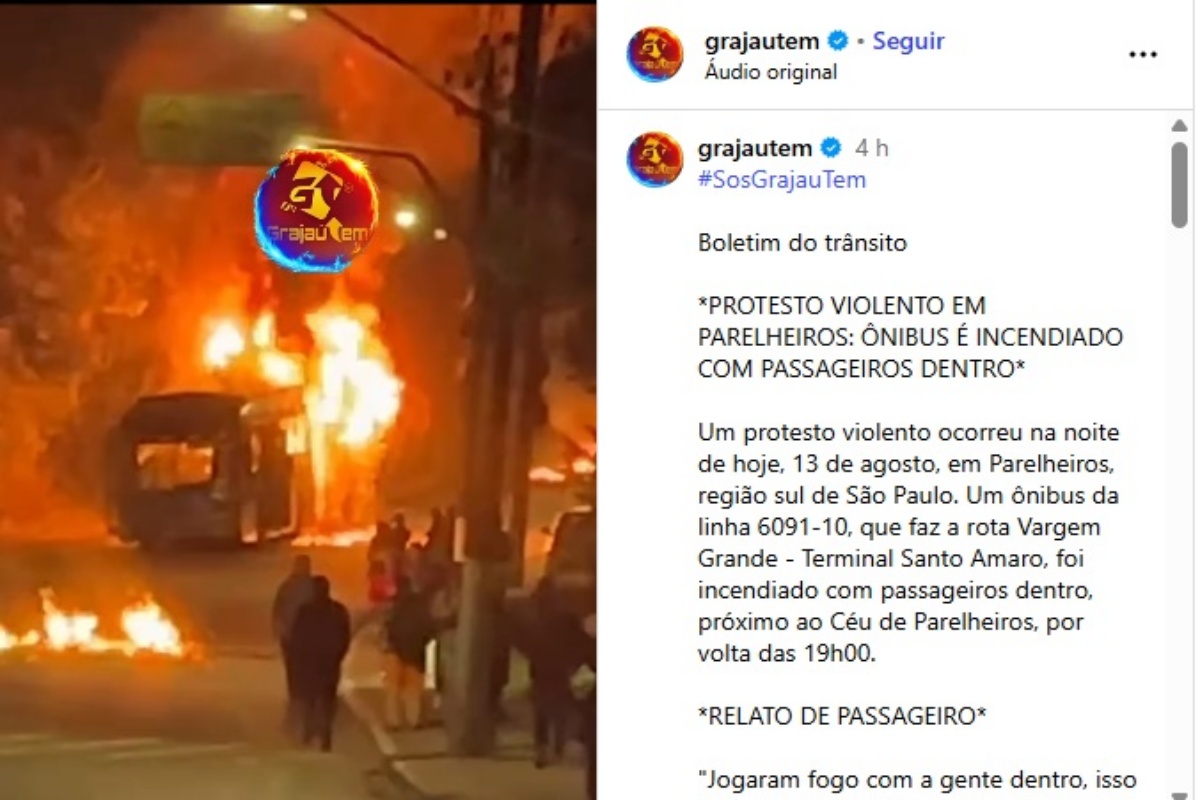 Ônibus é atacado e incendiado com passageiros em São Paulo