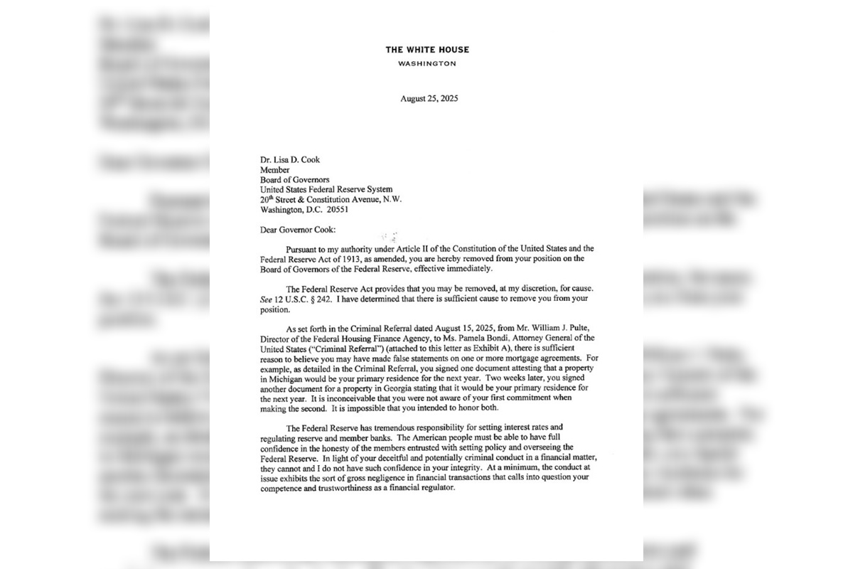 carta_demissao Trump demite diretora do banco central dos EUA e a acusa de fraude