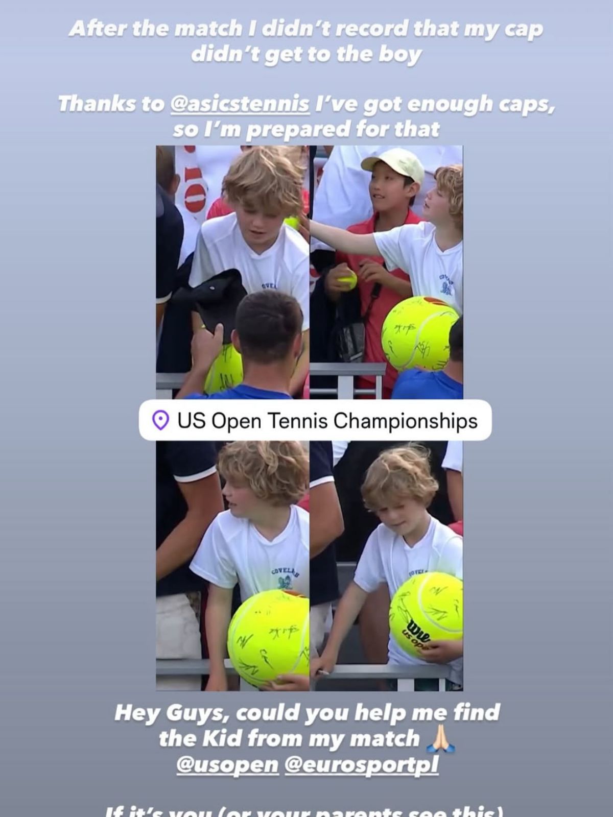 Story de tenista sobre boné de criança que CEO pegou - Metrópoles