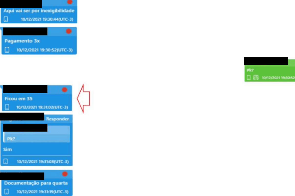 Mensagens obtidas pela PF no âmbito da operação Lei do Retorno