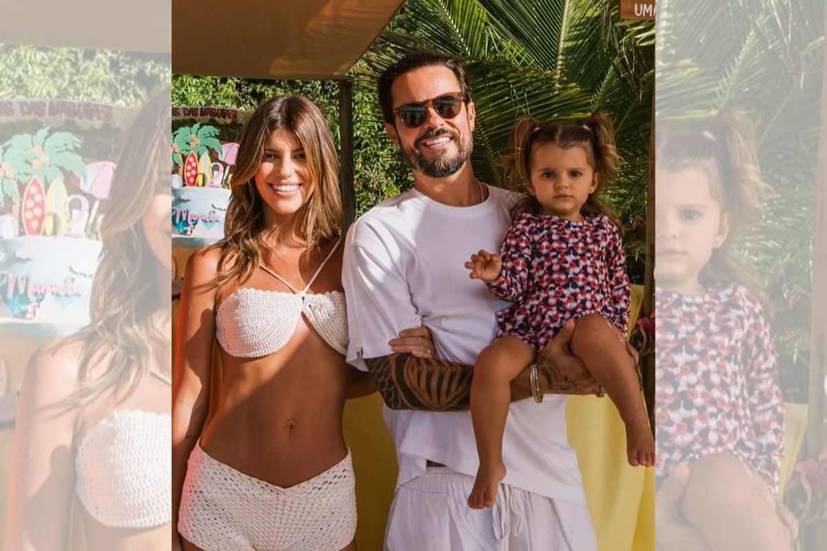foto colorida Paulinho Vilhena e Maria Luiza Vilhena com a filha do casal, Manoela 