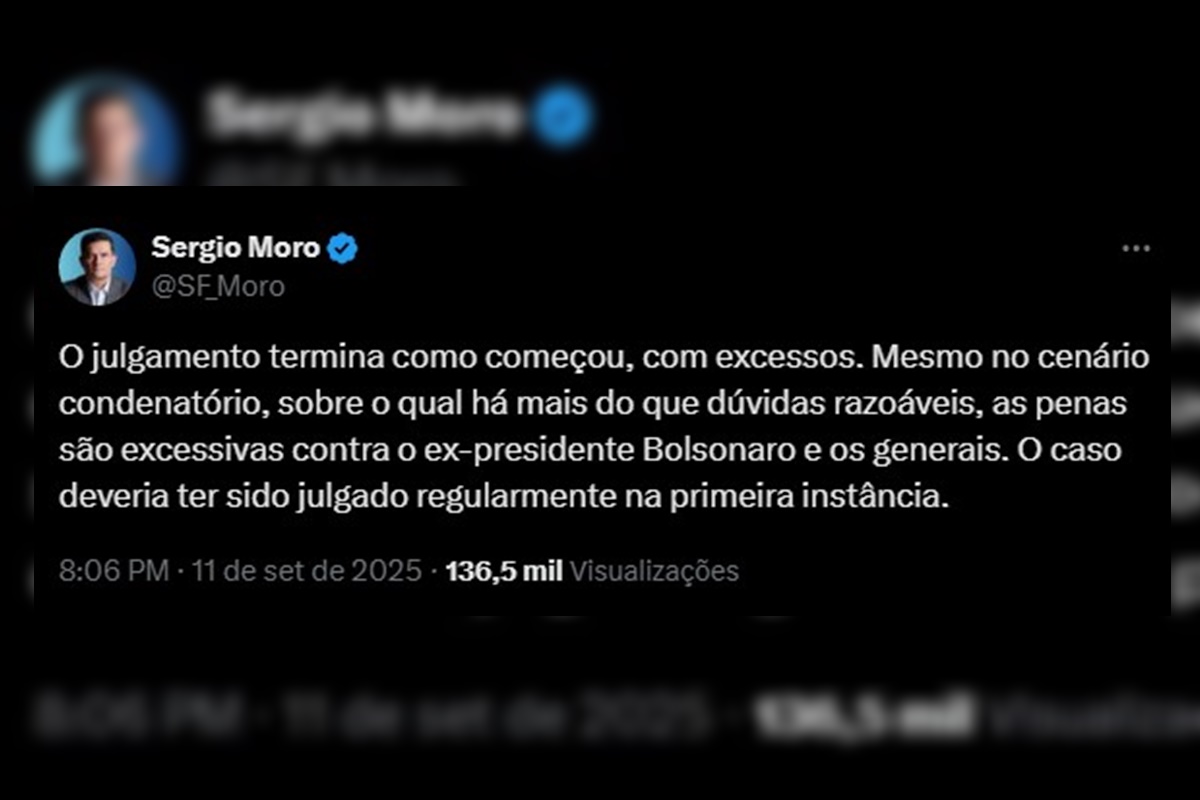 Imagem colorida de postagem de Sergio Moro