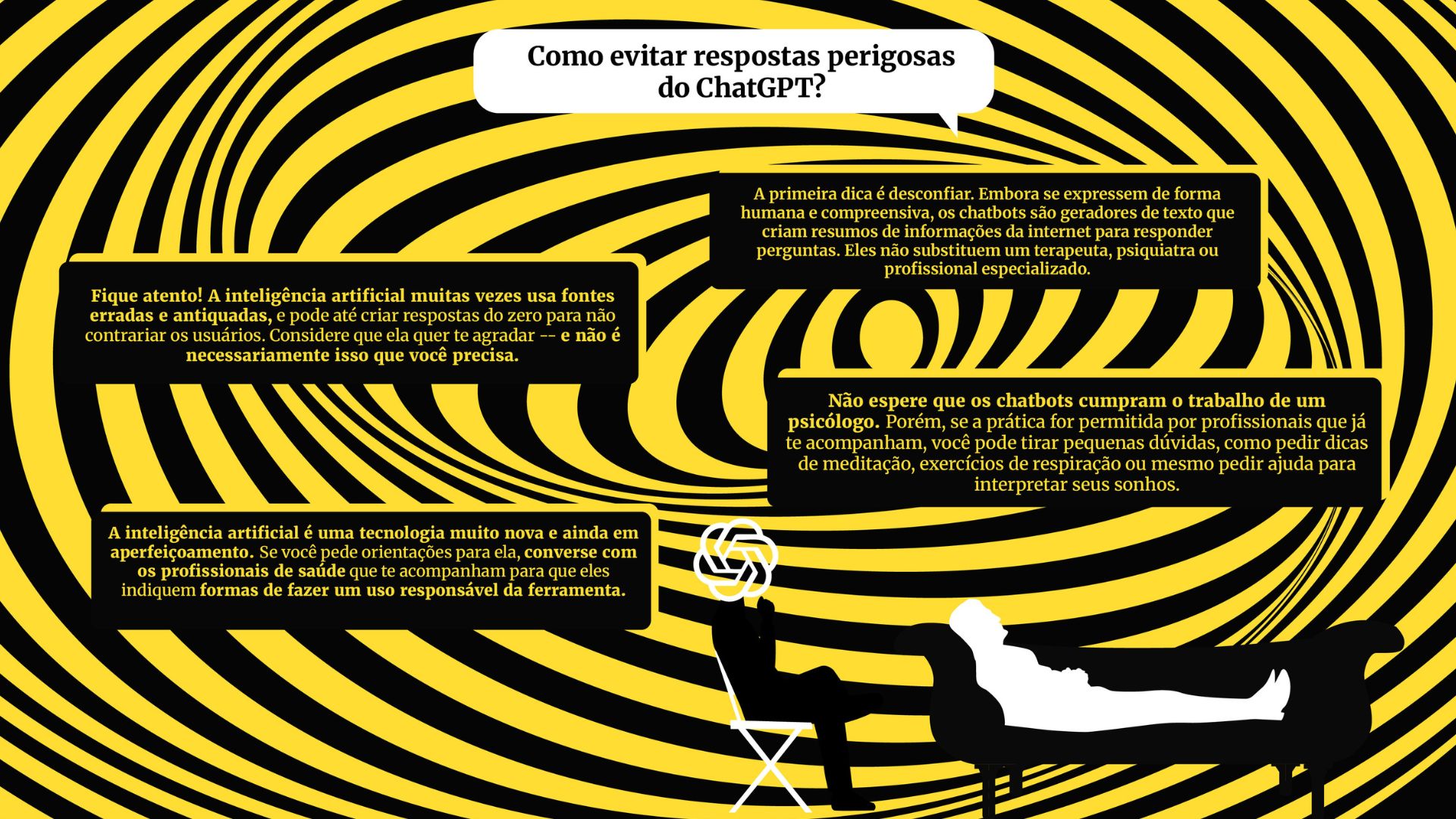 Ilustração com explicação de como evitar respostas perigosas no ChatGPT - Metrópoles