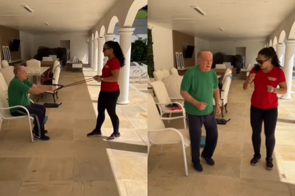 Após rumores, Renato Aragão aparece em vídeo malhando em casa