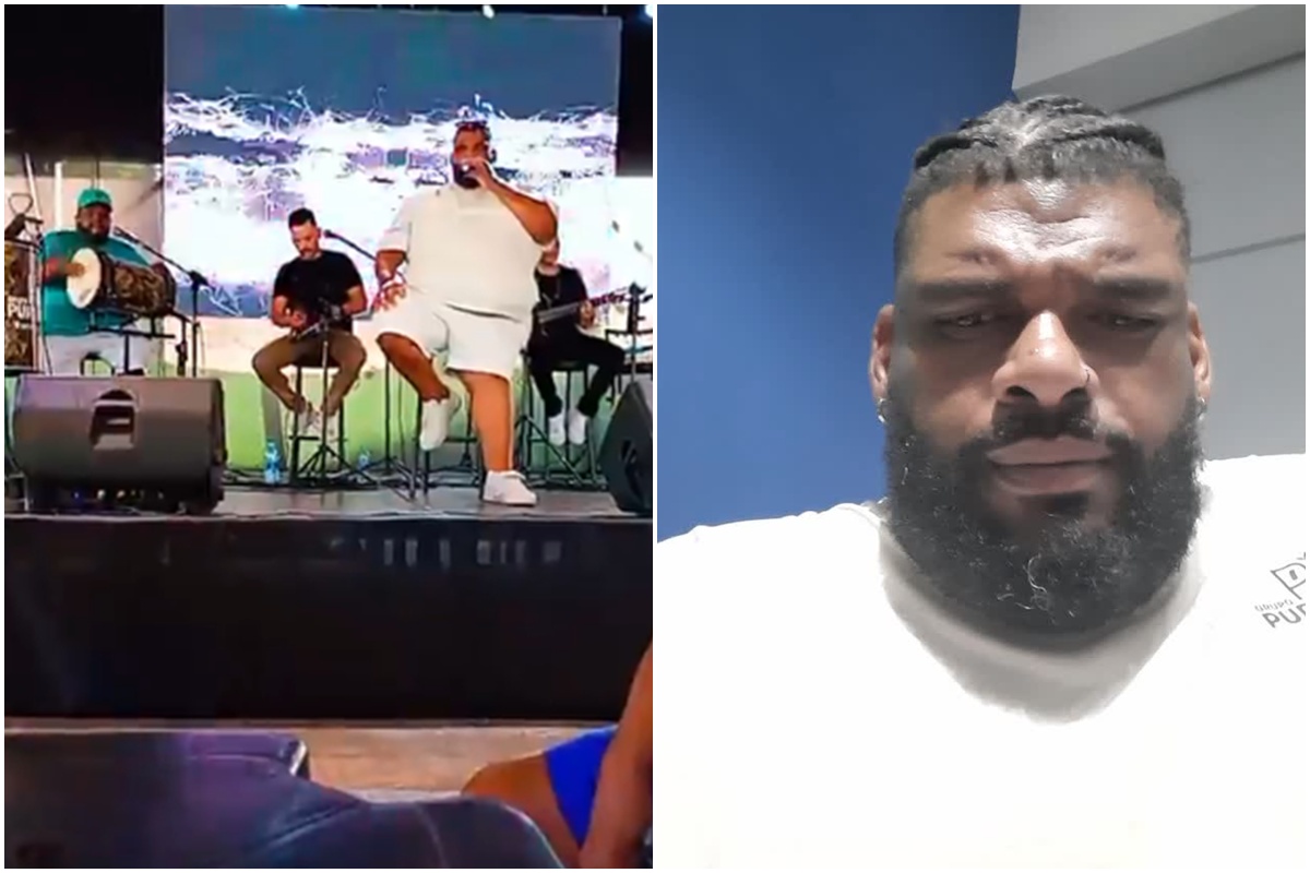 Cantor é derrubado do palco em show e caso vai parar na polícia