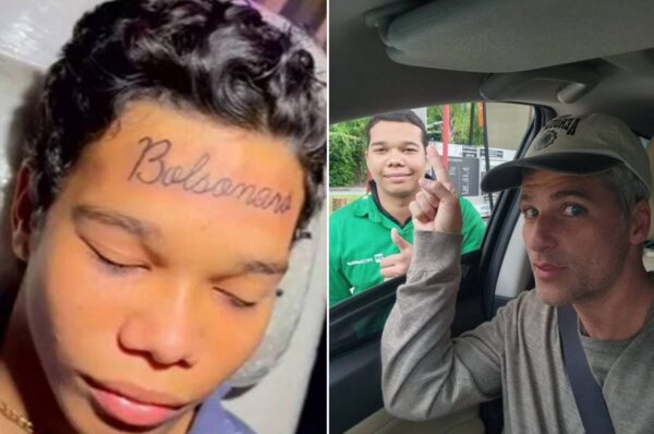 rapaz com tatuagem na testa e ao lado de Bruno Gagliasso