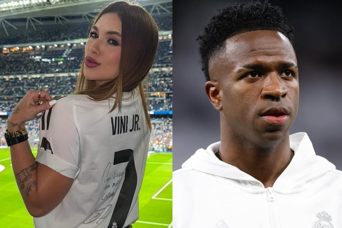 Virginia posa com camisa de Vini Jr. e detalhe chama atenção