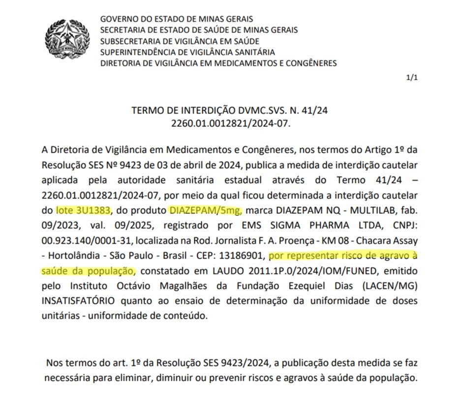 Secretaria de Saúde de MG apontou "grave risco à saúde da população"