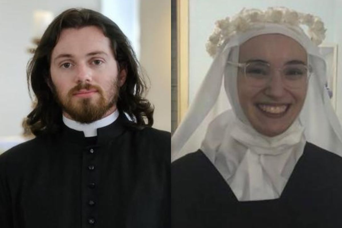 montagem colorida fotos Seminarista e ex-carmelita deixam vocação e se casam