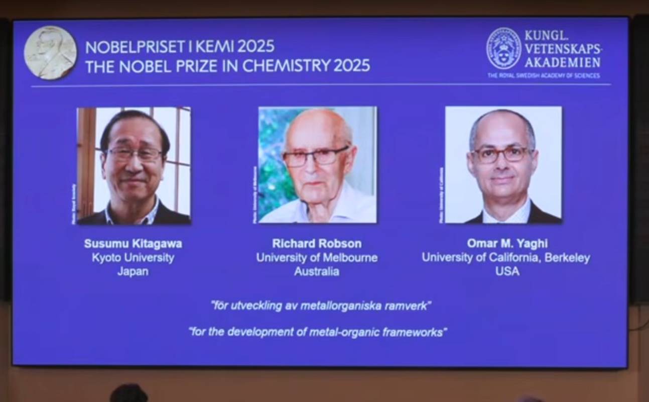 Trio que criou estruturas metal-orgânicas leva Nobel de Química 2025