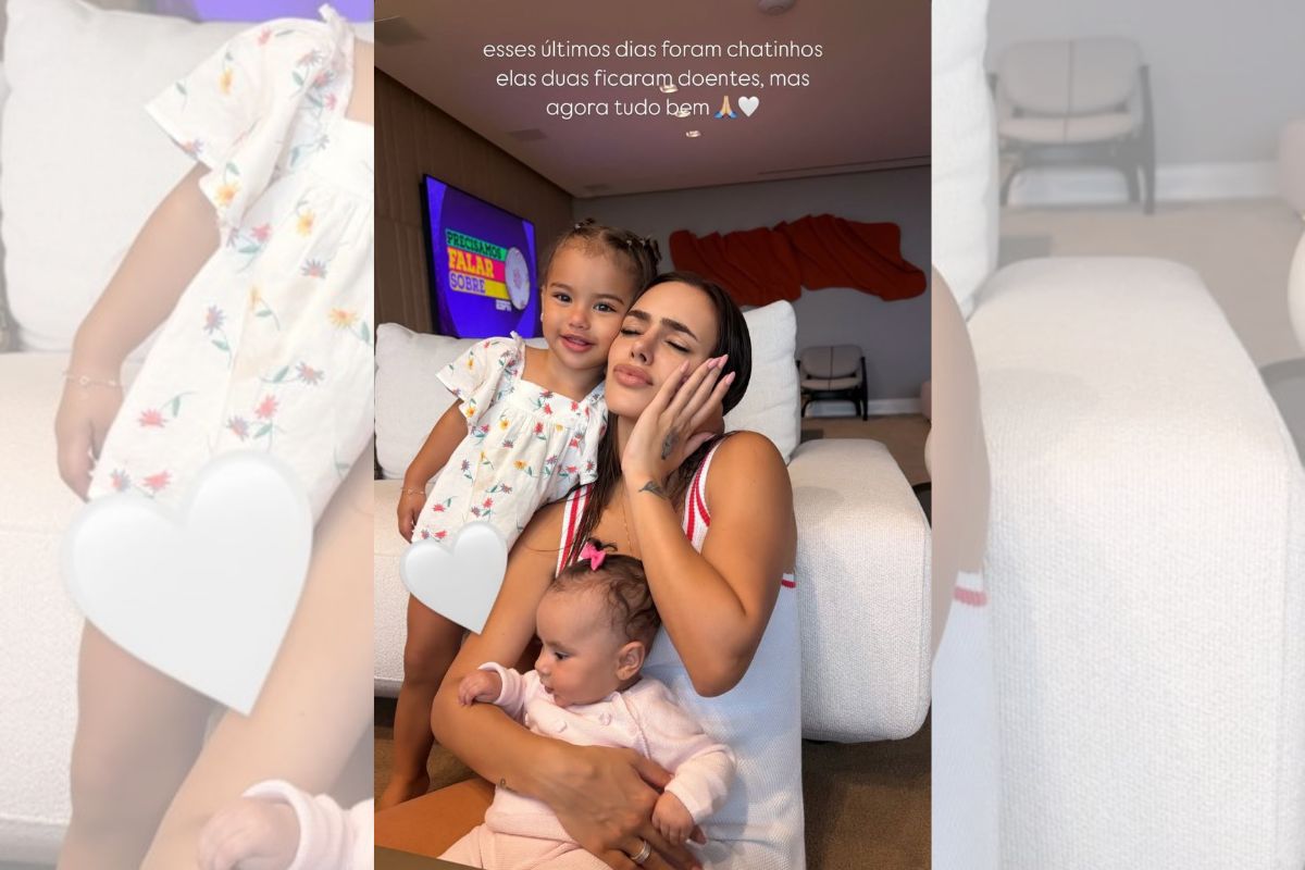 foto colorida Bruna Biancardi e filhas 