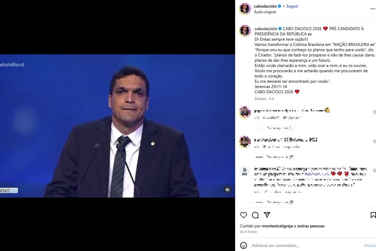 Imagem colorida reprodução de postagem de cabo Daciolo
