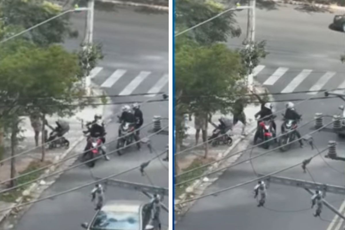 Vídeo: família fica no meio de tiroteio durante tentativa de assalto