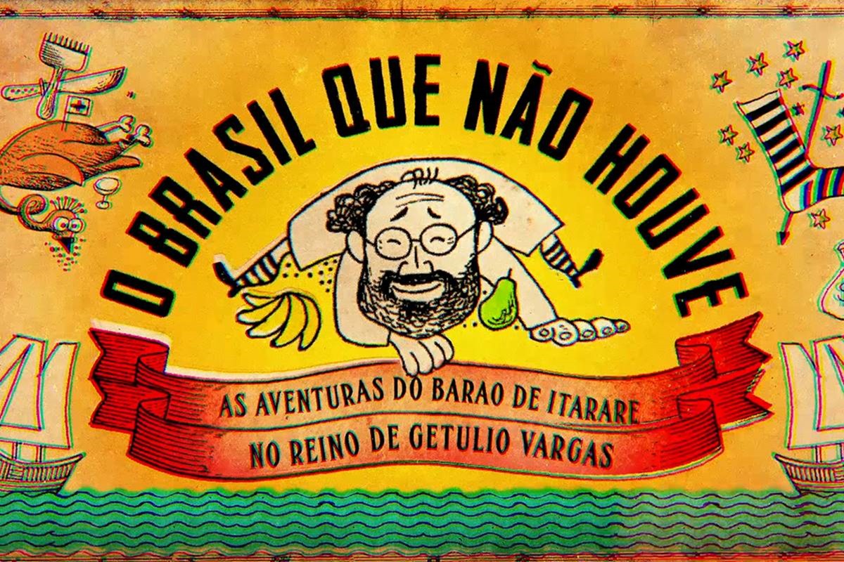 desenho colorido com frase O Brasil que Não Houve e homem desenhado - metrópoles