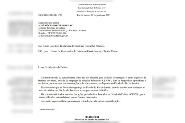 Ofício de Felipe Curi sobre blindados