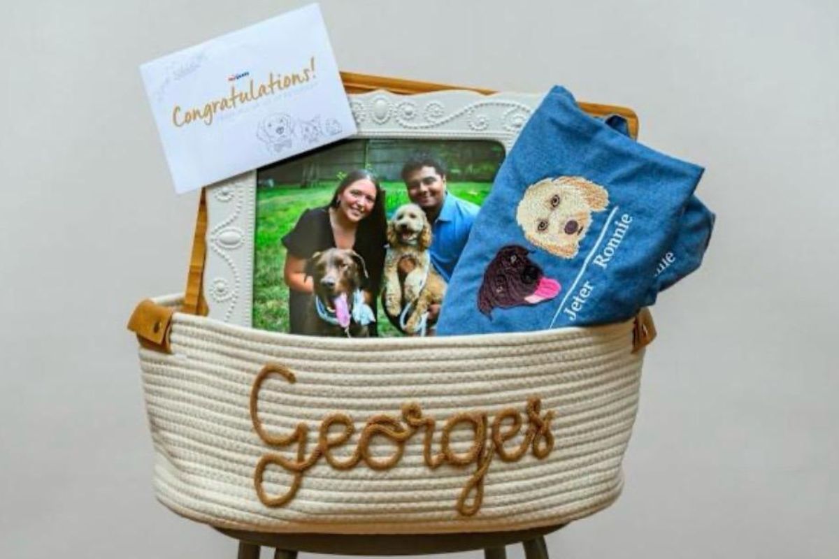 Lembrança que a loja deu ao casal de tutores depois de buscarem os cachorros