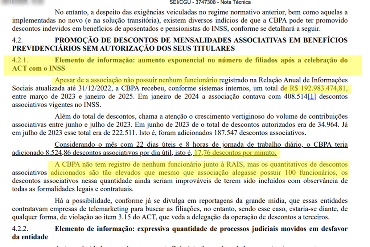 Relatório da CGU sobre a CBPA oi encaminhado à CPMI do INSS