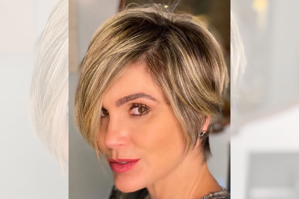 foto da atriz Flávia Alessandra com corte pixie cut