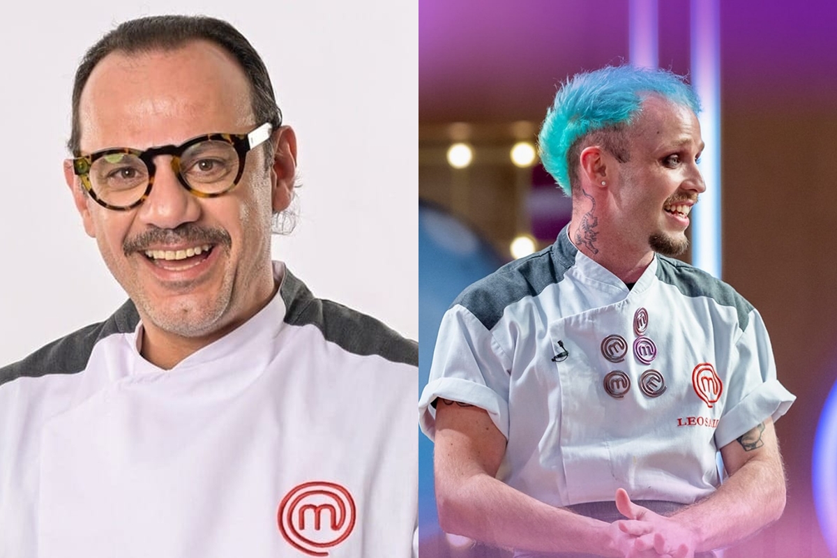Montagem colorida de Ramiro Bertassin e Leo Salles, do MasterChef Confeitaria - Metrópoles