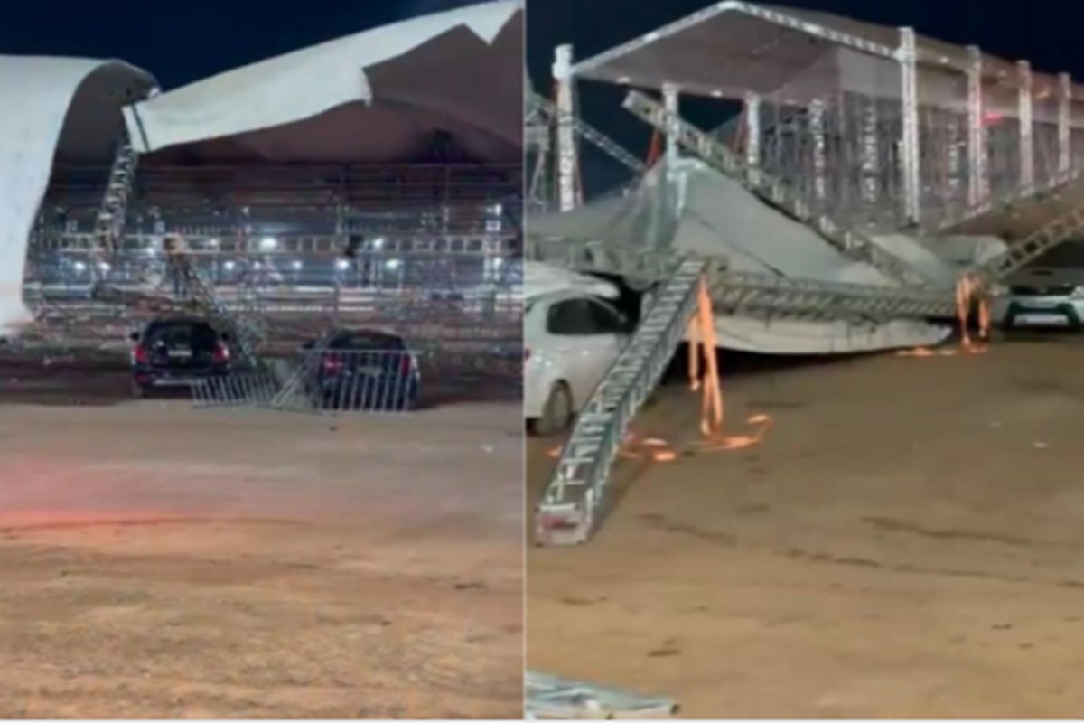 Veja momento que cobertura de arquibancada desaba durante Stock Car